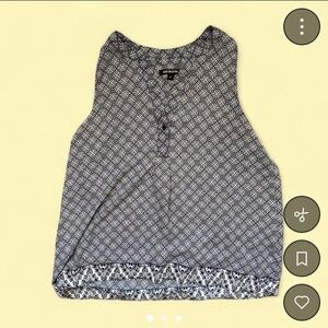 Navy and White Geometric Lightweight Blouse